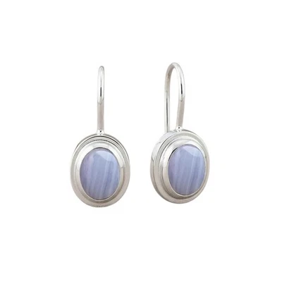 Blue Lace Agate Earring 925 Silver Earring handmade earring Blue Lace Agate Stud - Image 1 of 4
