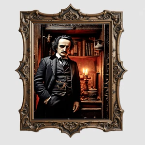 Bibliothek Druck Edgar Allan Poe Gothic Rabe Dark Academia Wandbild Gemälde - Bild 1 von 23