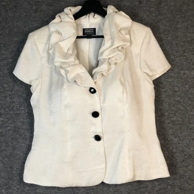 Adrianna Papell Blouse Womens 12 Evening Essentials Jacket Cream Retro Glam Y2K - Image 1 of 4