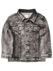 Toddler Boys Black & Gray Denim Jean Jacket Button Front Coat Size 5T - Picture 1 of 2
