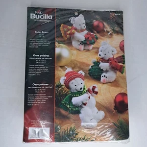 BUCILLA Weiß Eisbär Filz Ornamente Weihnachten Set 6 #85314 Neu - Bild 1 von 6