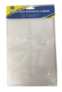 80 Self Adhesive Labels Stickers 7.5x 5cm White Blank School Office Note Tag - Picture 1 of 2