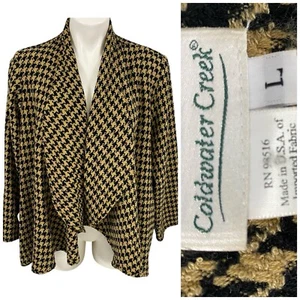 Coldwater Creek Blazer Womens Large Flowy Houndstooth Drape Work Office Jacket - Picture 1 of 10