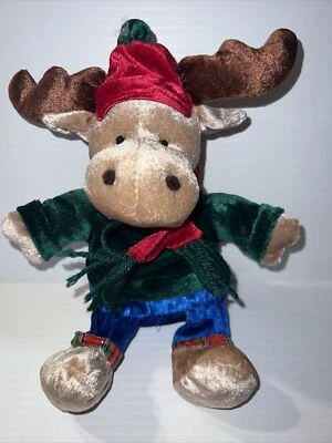 KY GROUP Moose Plush Christmas 10” with clothes, scarf, and hat. Excellent UC - Image 1 of 4