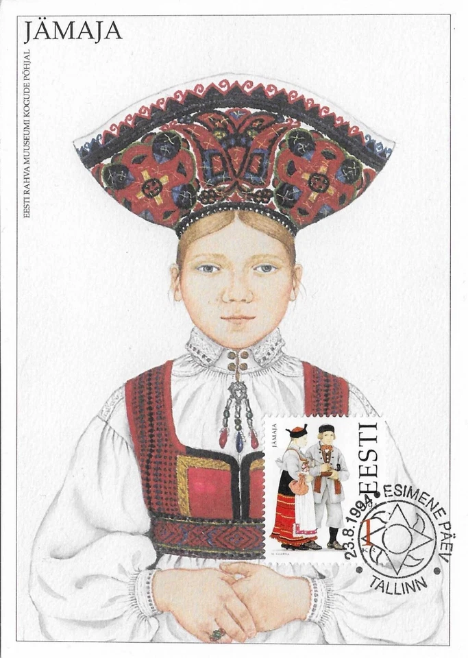National Costume Jämaja Regional Dress Estonia Estland Mint Maxi FDC 1994 - Image 1 of 1