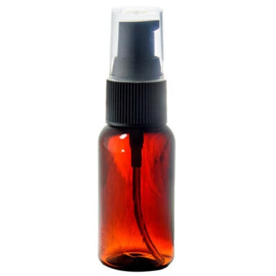 Amber Plastic Boston Round Bottle with  Black Treatment Pump (12 Pack) - Image 1 of 4