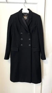 Burberry black wool double breasted coat with pleats, size 42 (AU 10 - 12) - Picture 1 of 8