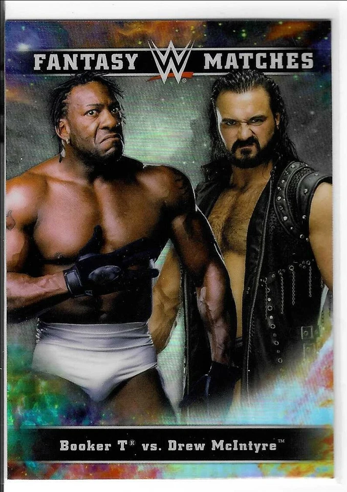 Booker T vs Drew McIntyre 2020 Topps Chrome WWE Fantasy Matches Card FM-5 - Image 1 of 1