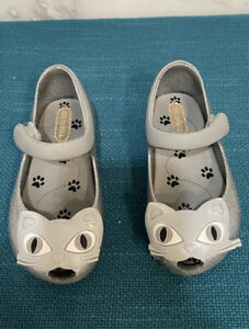 Mini Melissa Toddler Sz 7 Silver Sparkle Cat Shoes