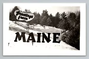 Cartolina collage RPPC Saluti dal Maine B&W non spedita - Foto 1 di 2