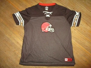 2XL Women CLEVELAND BROWNS JERSEY SHIRT Lace Up Neck Embroidered Helmet Logo XXL - Picture 1 of 6