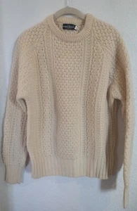 Vintage Boston Traders Fishermans Hand-framed Wool Sweater (40" Chest) Beige - Picture 1 of 2