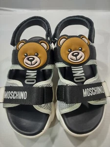 Moschino Kids Girls US Size 2 Black /White PlatformTeddy Logo Strap-Sandals 33 - Picture 1 of 11