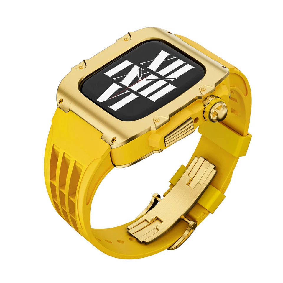 Kit de acero inoxidable 316L RM Mod Estuche Correa de goma para Apple Watch 9 8 6 45/44 mm Foto 1 de 4