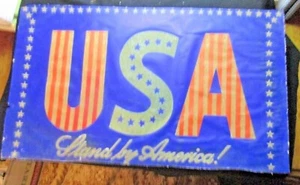 FOLK ART" USA" POSTER 13X22" SPARKLE MATERIAL "STAND BY AMERICA" STAR BORDER - Picture 1 of 6