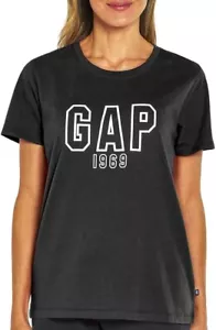 Neu mit Etikett GAP kurzärmliges Damen-T-Shirt echtes schwarzes Logo Größe Small - 1969 Logo - Bild 1 von 4