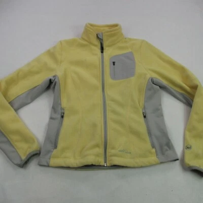 Chaqueta Eddie Bauer para mujer manga media larga amarilla cremallera completa bolsillos exteriores Foto 1 de 4