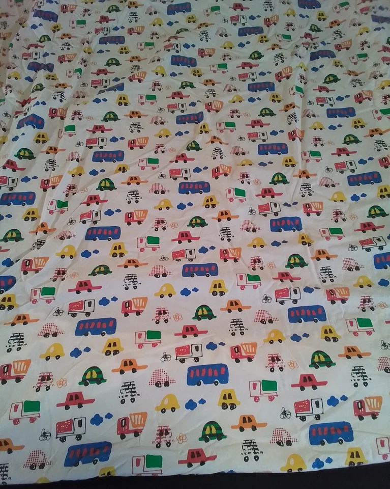 The Company Kids Cars & Trucks Full Fitted Sheet Cotton Vehicles White Red Blue Foto 1 de 4