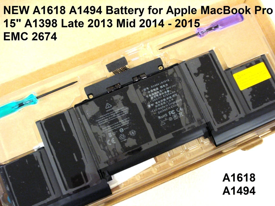 A1494 A1618 Battery for Apple MacBook Pro 15" A1398 Late 2013 Mid 2014 Mid 2015