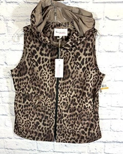 Giubbotto donna piccolo Vince Camuto giacca a vento con cappuccio leopardato nuovo - Foto 1 di 6