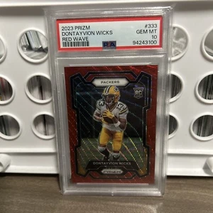 2023 Panini Prizm Dontayvion Wicks Red Wave Rookie #333 /149 PSA 10 - Picture 1 of 2
