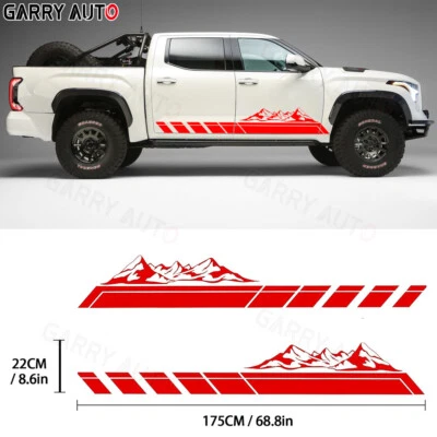 Calcomanía adhesiva de faldón lateral de coche con gráfico de montañas de rayas rojas para Ford F150 2 un. Foto 1 de 4