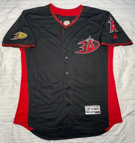 ANGELS DUCKS CROSSOVER BLACK JERSEY #27 MIKE TROUT SIZE M-2XL STITCHED Cover
