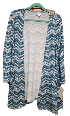Nuevo con etiquetas LuLaRoe Medium CAROLINE Teal White Chevron Azteca Suave Nuevo con etiquetas Foto 1 de 4