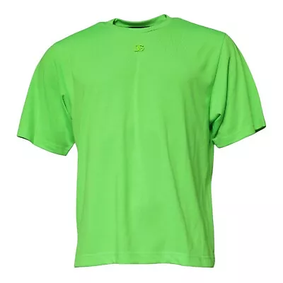 DOLCE & GABBANA Camiseta Verde Logo Poliéster Cuello Redondo Hombres IT48/US38/M 600usd Foto 1 de 4