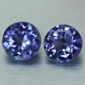 1.24_cts 5MM Round Gorgeous Top Fire Luster AA+ Tanzanite Pair_Tanzania - Picture 1 of 1