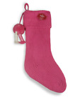 Holiday Time Pink Lurex Knit 21 in Christmas Stocking with Tassels New