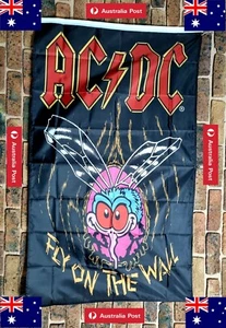ACDC Fly On The Wall Flag 150x90cm New Bar Garage Banners Collectables AUS πΈπ΅ - Picture 1 of 12