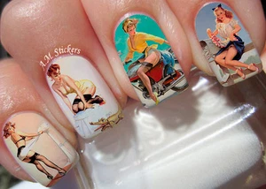 Vintage Ladies Nail Art Stickers Transfers Decals Set of 22 - A1058 - Picture 1 of 1