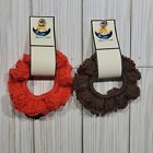 Handmade Crochet Hair Tie/Scrunchies Lot Of 2 Brown And Orange