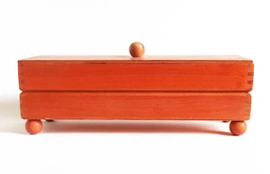 Portagioie vintage IKEA 2 livelli legno rosso giunto impilabile chiavi portagioie - Foto 1 di 6