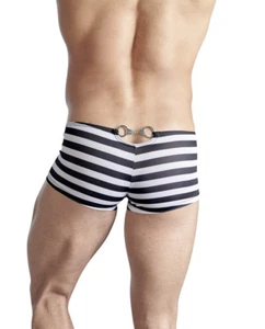 SVENJOYMENT Boxer Shorts Parigamba Uomo a Strisce Bianche e Nere con Manette - Picture 1 of 3