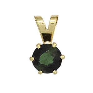Colgante Con Turmalina Verde Facetada 585 Oro Amarillo Joyería Para Damas - Imagen 1 de 3