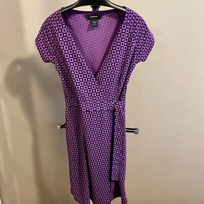Винтажный экспресс надежном платье фиолетовый геометрический размер 1/2 - Изображение 1 из 4