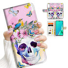 ( For Samsung A32 4G Only ) Wallet Flip Case Cover Aj23771 Flower Sugar Skull