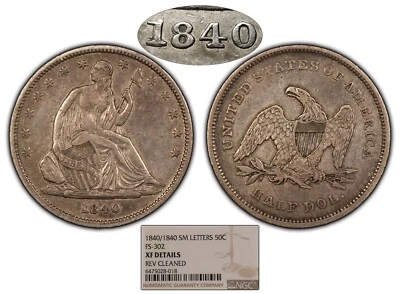 1840 50c Seated Liberty Silver Half Dollar - RPD FS-302 - NGC XF Details - B2576 - Image 1 of 4