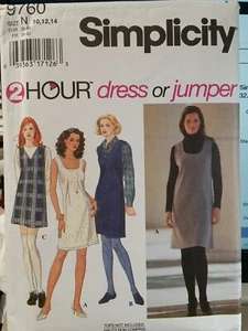 Simplicity 9760 2-HR DRESS JUMPER 10-14 bust 32.5-36 sew pattern Uncut FF 1995 - Picture 1 of 10