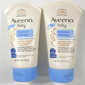 New Lot of 2 Aveeno Baby Eczema Therapy Moisturizing Cream Itch Relief 5  Fl Oz - Picture 1 of 3