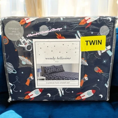 Wendy Bellissimo Niños 3 Piezas Juego de Sábanas DOBLE Astronauta Cohetes Espaciales Planeta Nuevo Foto 1 de 4