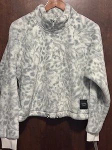 Chaqueta Pullover Polar Calvin Klein Performance Mujer Blanca Estampado Leopardo Talla L - Imagen 1 de 9