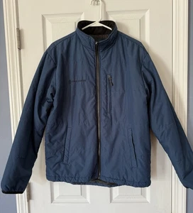 Men's Blue Free Country Softshell Jacket Size Medium Zip Pockets *tiny dot - Picture 1 of 12
