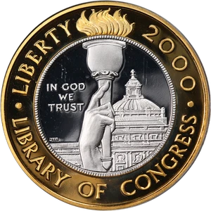 2000-W Library of Congress Commem Bimetallic $10 PCGS PR69 DCAM - STOCK - Picture 1 of 4