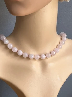 Collar facetado de cuarzo rosa de plata 925/Gemporia/75 gramos Foto 1 de 4