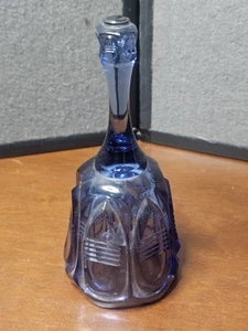1980er Vintage Fenton Glas Indigo Blau Handglocke mit Tropfenplatten Glocke - Bild 1 von 6