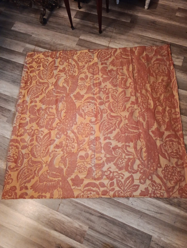 Coupon Lampas De Soie Paons Style XVIIIe 110 x 120 cm - Photo 1/4