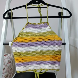 Knitted Coloured Halter Summer Beach Top - Picture 1 of 5